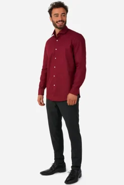 OppoSuits Blazing Burgundy^Men Solid Colored Shirts