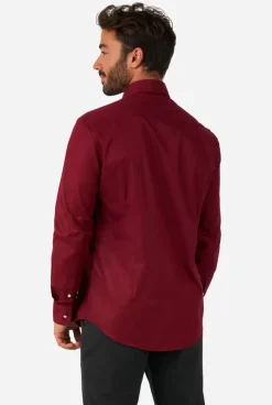 OppoSuits Blazing Burgundy^Men Solid Colored Shirts