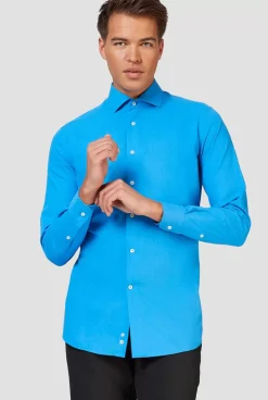 OppoSuits Blue Steel^Men Solid Colored Shirts