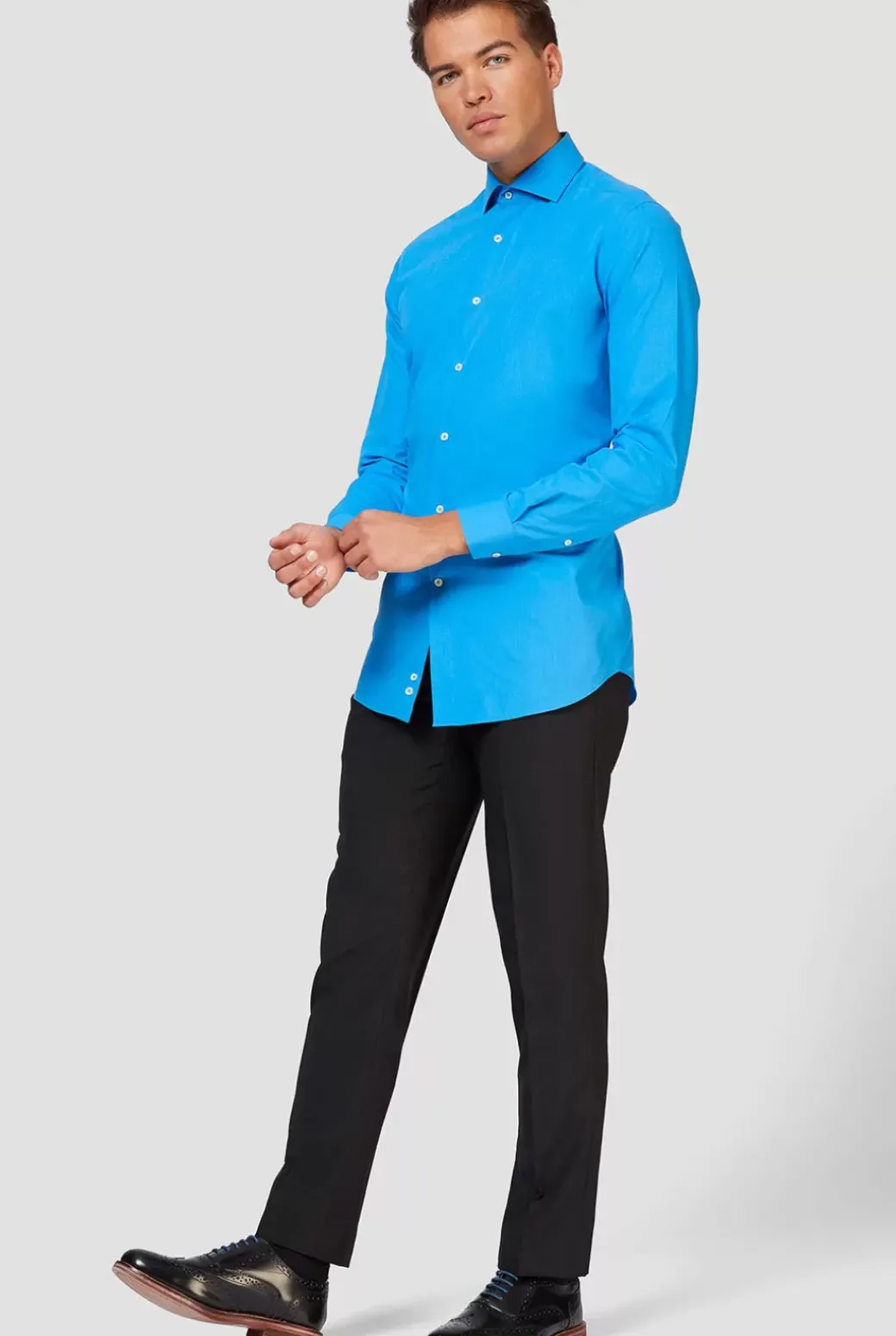 OppoSuits Blue Steel^Men Solid Colored Shirts