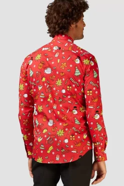 OppoSuits Christmas Doodle Red^Men Christmas Shirts