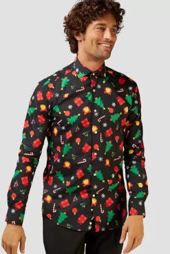 OppoSuits Christmas Icons Black^Men Christmas Shirts