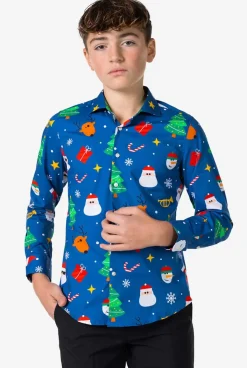OppoSuits Festivity Blue^Teen Boys Christmas Shirts