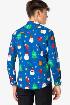 OppoSuits Festivity Blue^Teen Boys Christmas Shirts