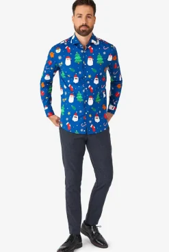 OppoSuits Festivity Blue^Men Christmas Shirts