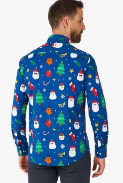 OppoSuits Festivity Blue^Men Christmas Shirts