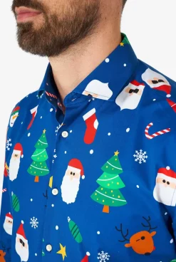 OppoSuits Festivity Blue^Men Christmas Shirts