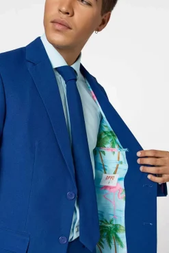 OppoSuits Navy Royale - Flaminguy Lining^Men Solid Colored Suits