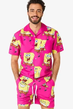 OppoSuits Spongebob™ Pink^Men Printed Summer Sets
