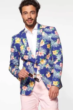 OppoSuits Tropical Flowers - Blue^Men Deluxe Blazers