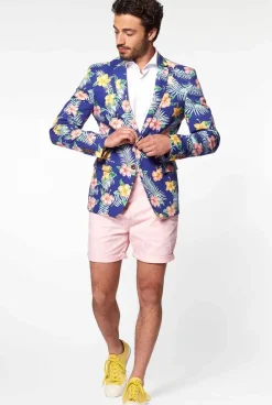 OppoSuits Tropical Flowers - Blue^Men Deluxe Blazers
