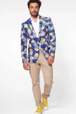 OppoSuits Tropical Flowers - Blue^Men Deluxe Blazers