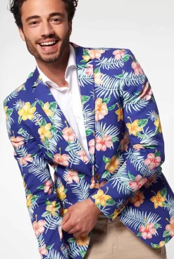 OppoSuits Tropical Flowers - Blue^Men Deluxe Blazers