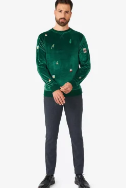 OppoSuits Velvet Green - Xmas Icons^Men Christmas Sweaters