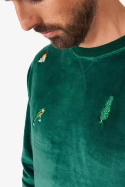 OppoSuits Velvet Green - Xmas Icons^Men Christmas Sweaters