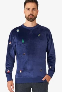OppoSuits Velvet Navy - Xmas Icons^Men Christmas Sweaters