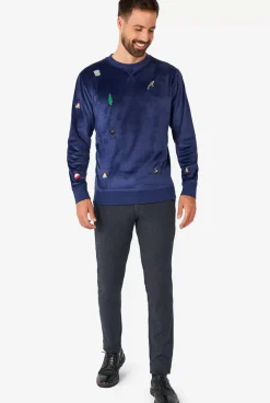 OppoSuits Velvet Navy - Xmas Icons^Men Christmas Sweaters