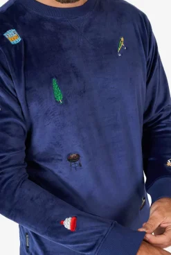 OppoSuits Velvet Navy - Xmas Icons^Men Christmas Sweaters