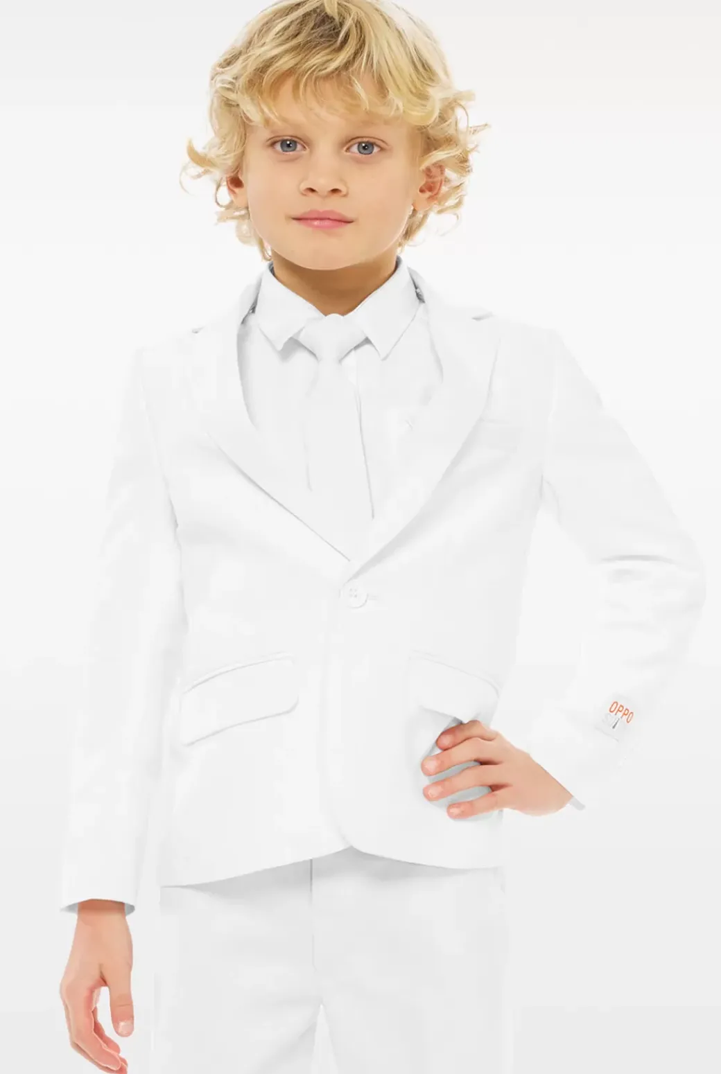 OppoSuits White Knight^Boys Solid Colored Suits