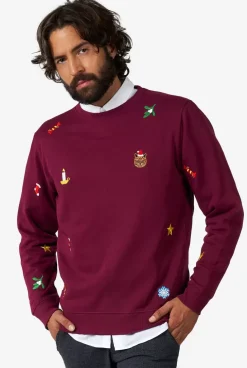 OppoSuits X-Mas Icons - Burgundy^Men Christmas Sweaters