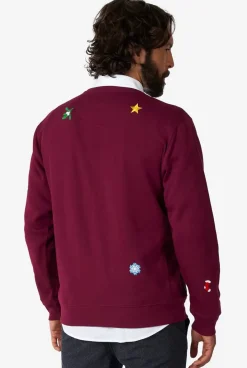OppoSuits X-Mas Icons - Burgundy^Men Christmas Sweaters