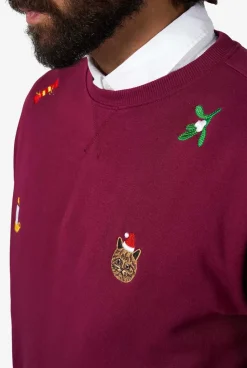 OppoSuits X-Mas Icons - Burgundy^Men Christmas Sweaters