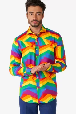 OppoSuits Zig Zag Rainbow^Men Casual Shirts