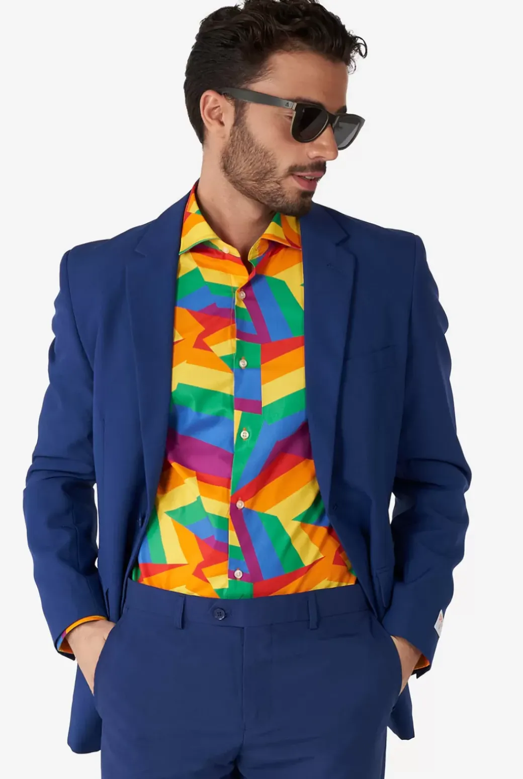 OppoSuits Zig Zag Rainbow^Men Casual Shirts
