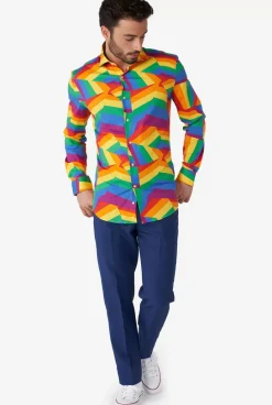 OppoSuits Zig Zag Rainbow^Men Casual Shirts