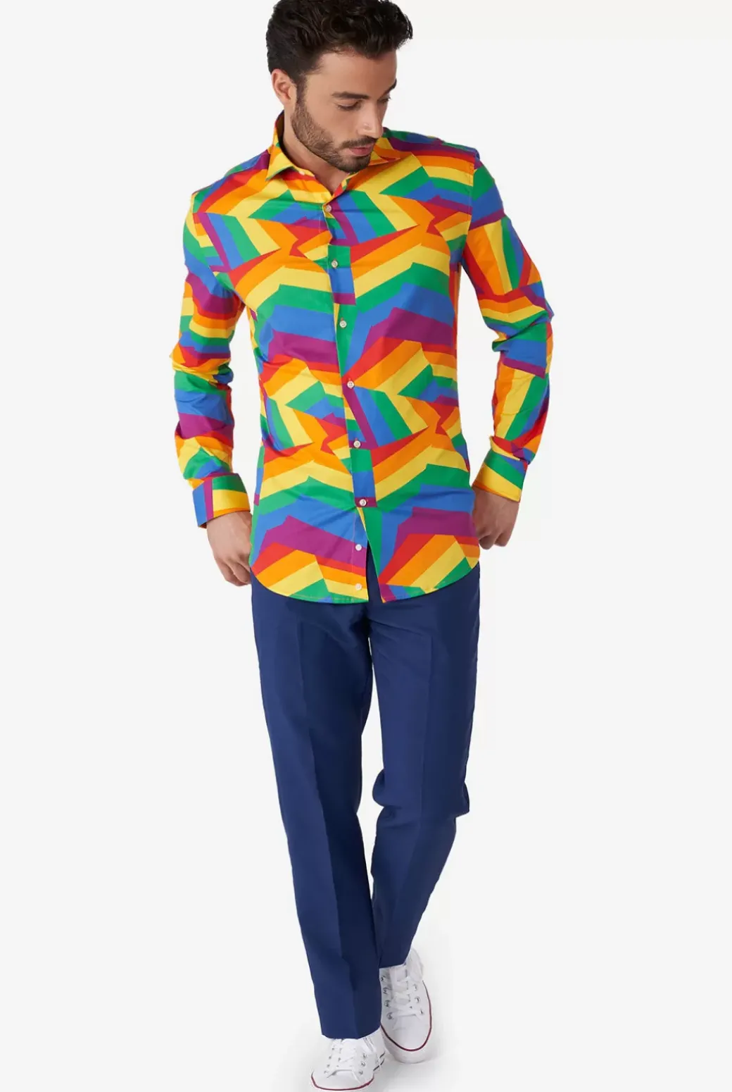 OppoSuits Zig Zag Rainbow^Men Casual Shirts